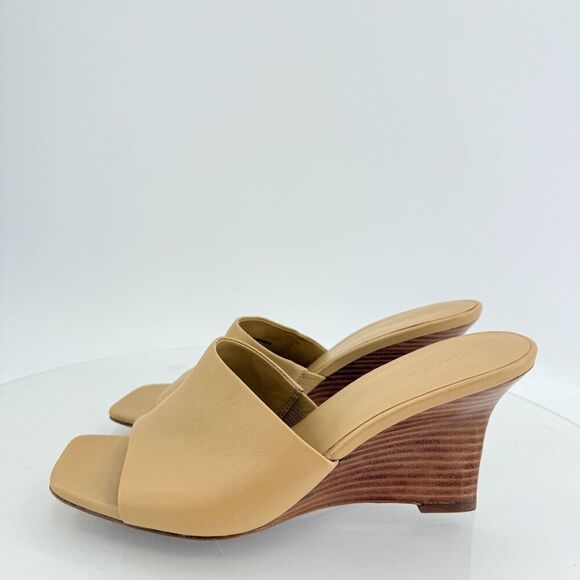Vince Womens Pia Espadrille Mules Wedge Sandals Tan Brown Leather Size 9 Slides - Picture 8 of 15